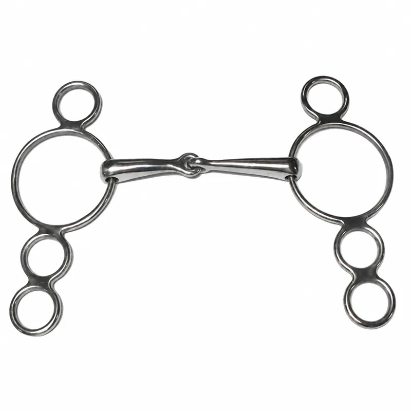 Stainless Steel Horse Bit 3 Ring Gag Mouthpiece with Black Rubber Inserts 13mm Mouth Thickness — RJ-05026, product image 4
