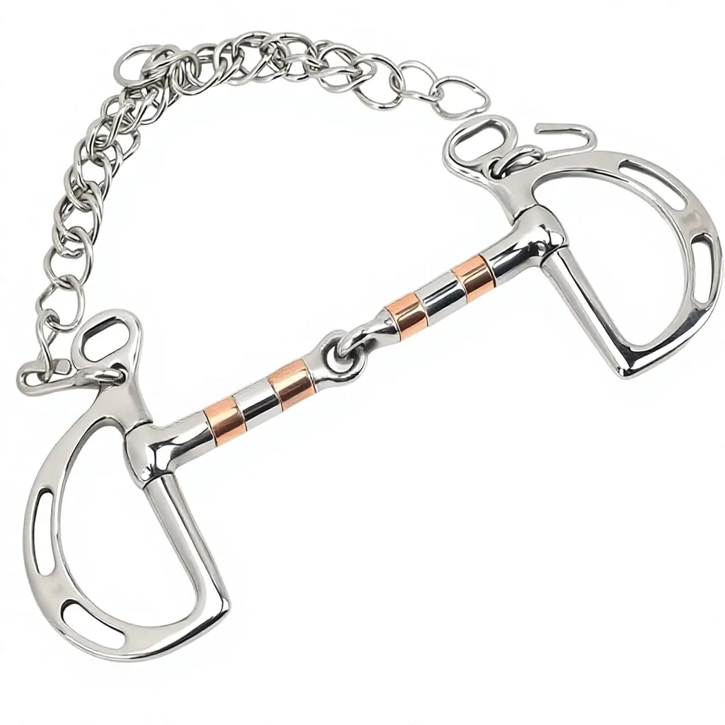 Stainless Steel Kimblewick Horse Bit with Flat Lozenge and Butterfly Cheeks — RJ-0543, product image 5