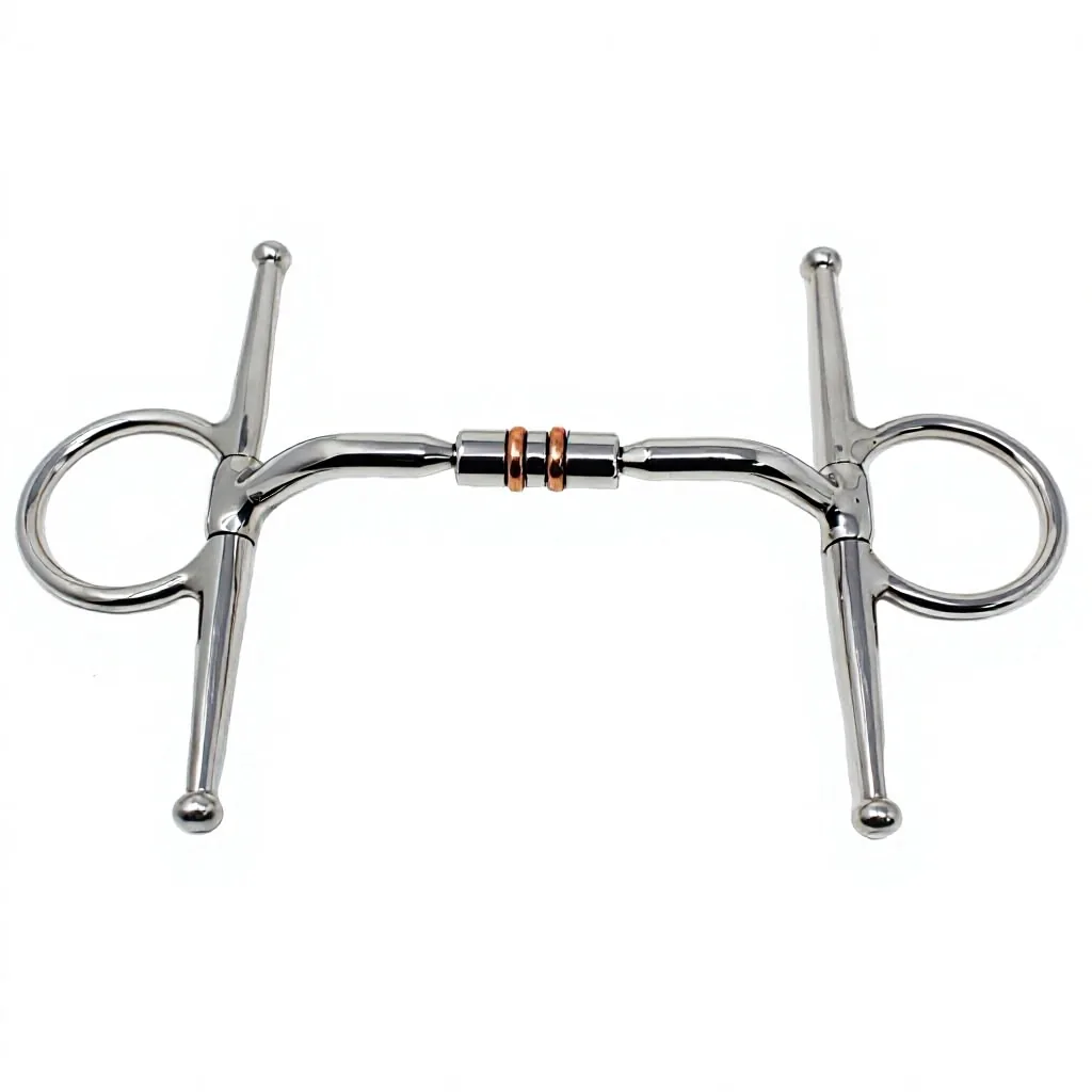 Stainless Steel Western Horse Bit with Blue Mouthpiece and Silver Rings Training Tack — RJ-0920, product image 2