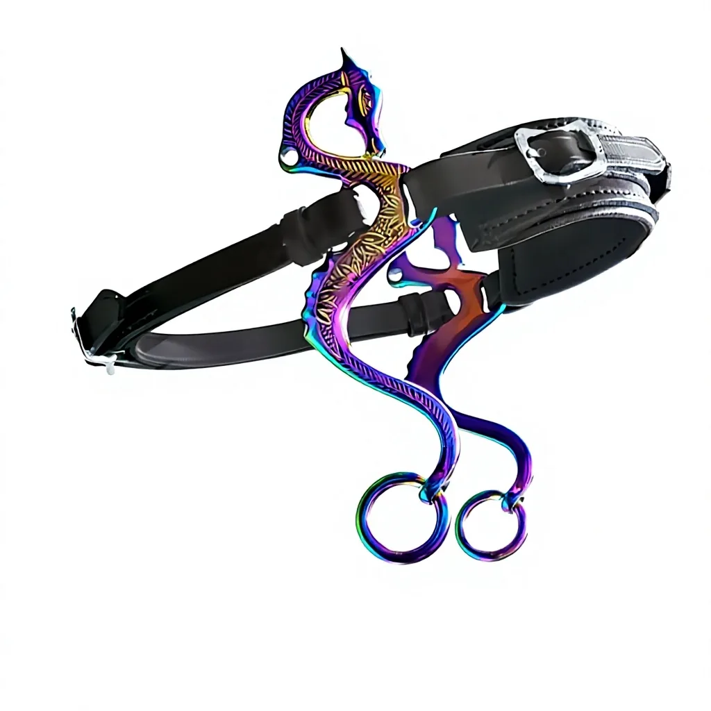 Custom Leather Side Pull Hackamore Bitless Horse Headpiece Brown Equestrian Bridle Hardware — RJ-05736, product image 6
