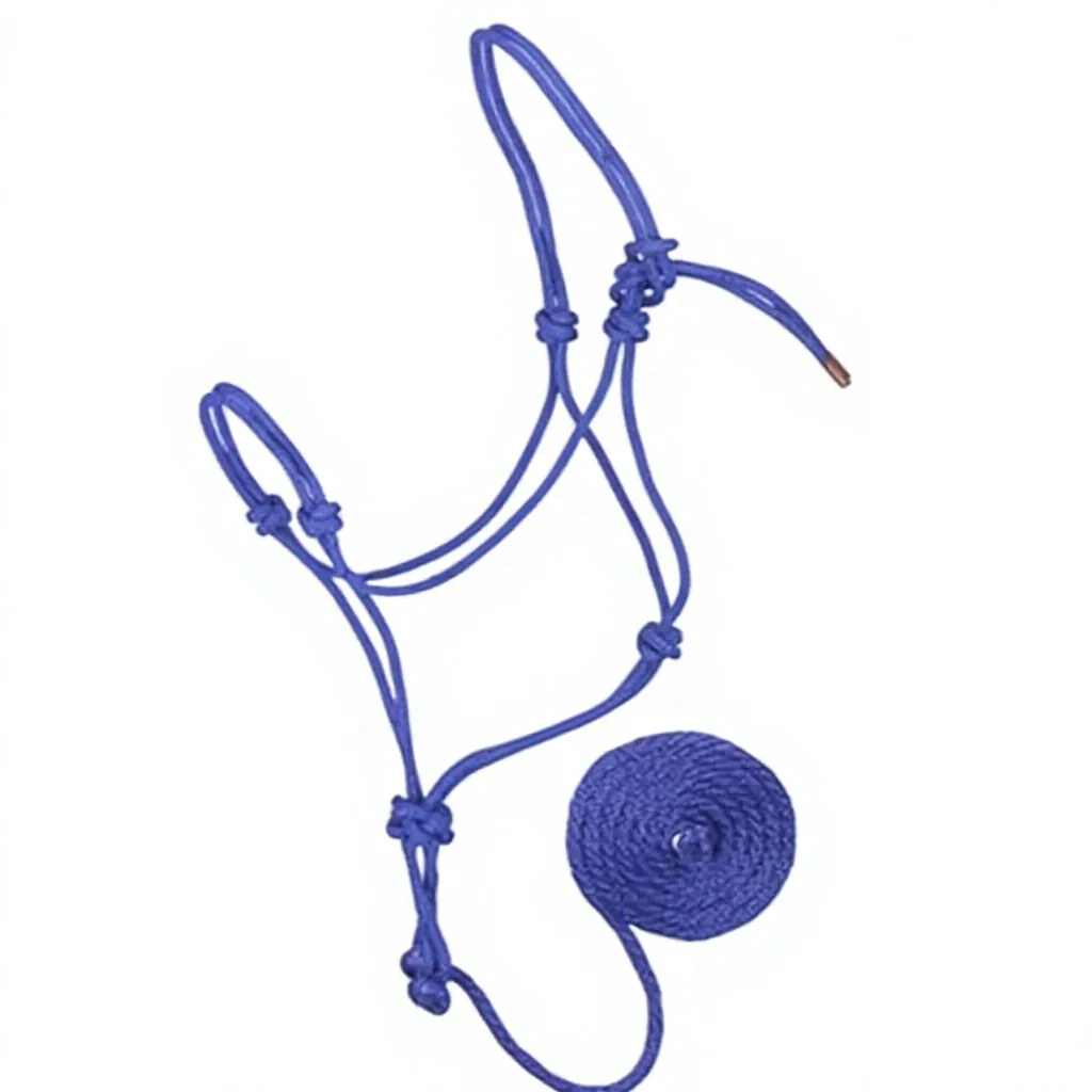 Custom Horse Rope Halter Nylon Leather PP Braided Training Headcollar Western Style with Lead — RJ-86754, product image 5