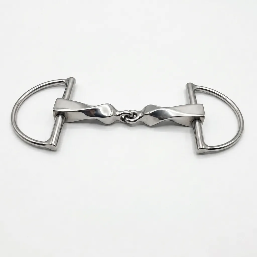 Steel Eggbutt D-Ring Horse Bit with Large Ring and Twisted Jointed Mouth