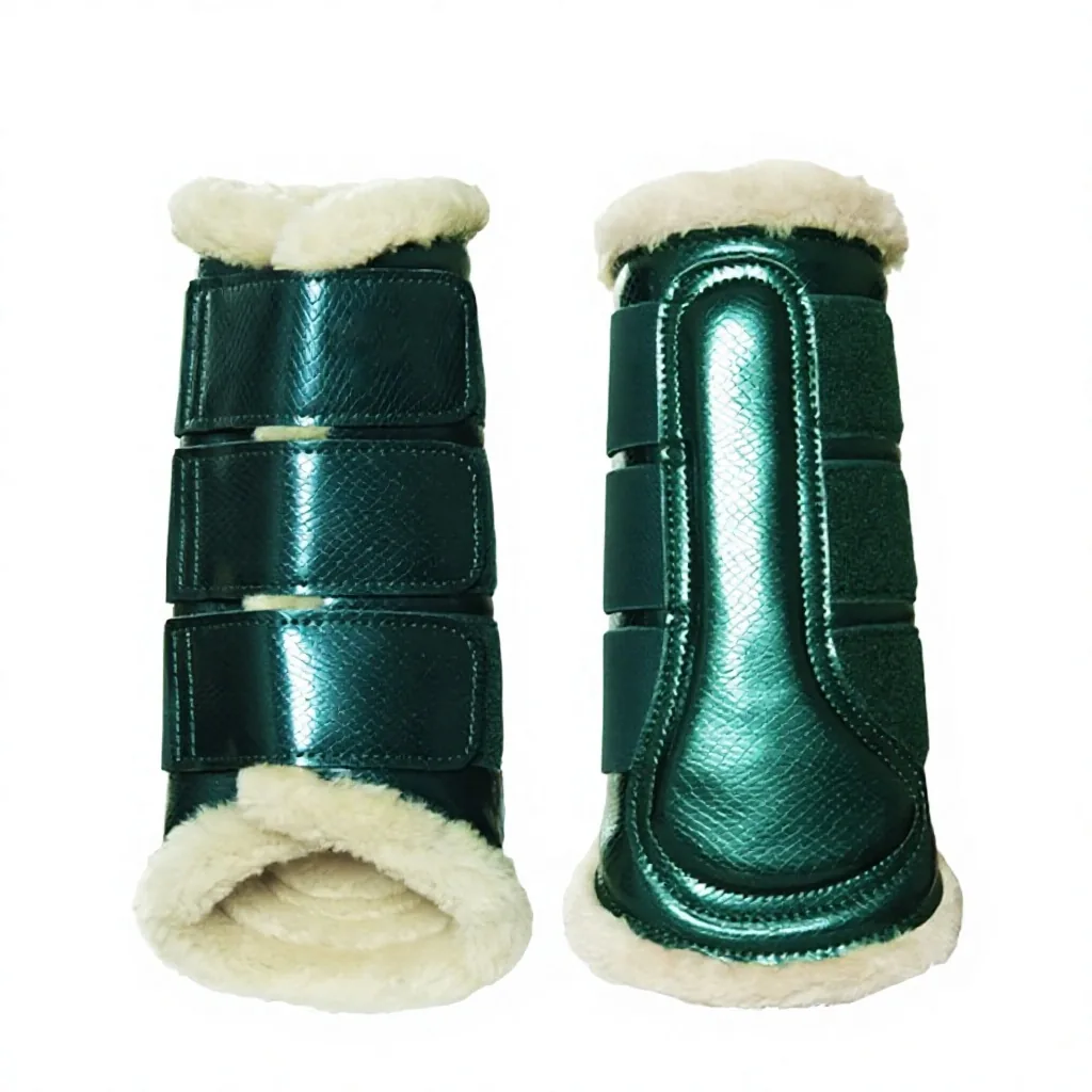 Neoprene Horse Tendon Boots Faux Fur Lined Adjustable Stirrup — RJ-7866454, product image 2