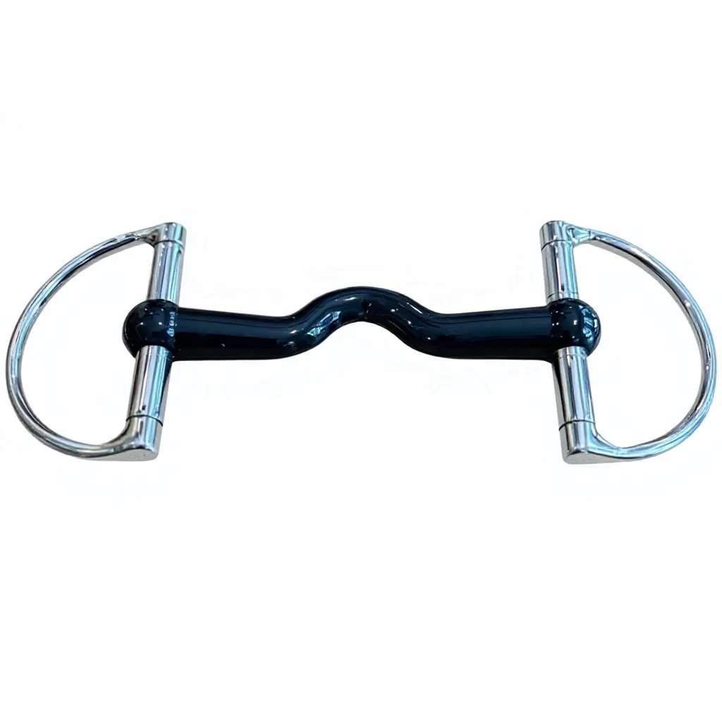 Ribbed Flexi Rubber Mouth D-Ring Horse Bit with Pelham and Full Cheek Steel Hardware — RJ-0539, product image 2