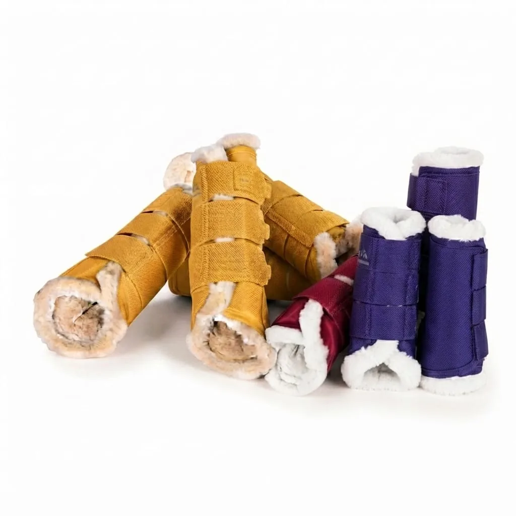 Horse Fly Boots and Leg Wraps with Soft Fur Lining, Synthetic Leather and Adjustable Protection — RJ-218647532, product image 3