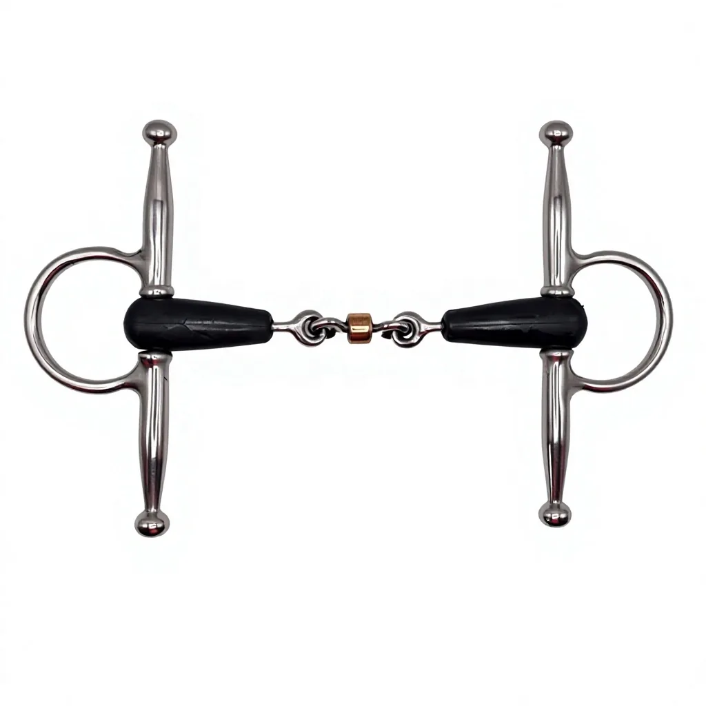 Stainless Steel Horse Bit Double Joint Rubber Mouth Full Cheek with Lozenge Link — rj-0913, product image 6