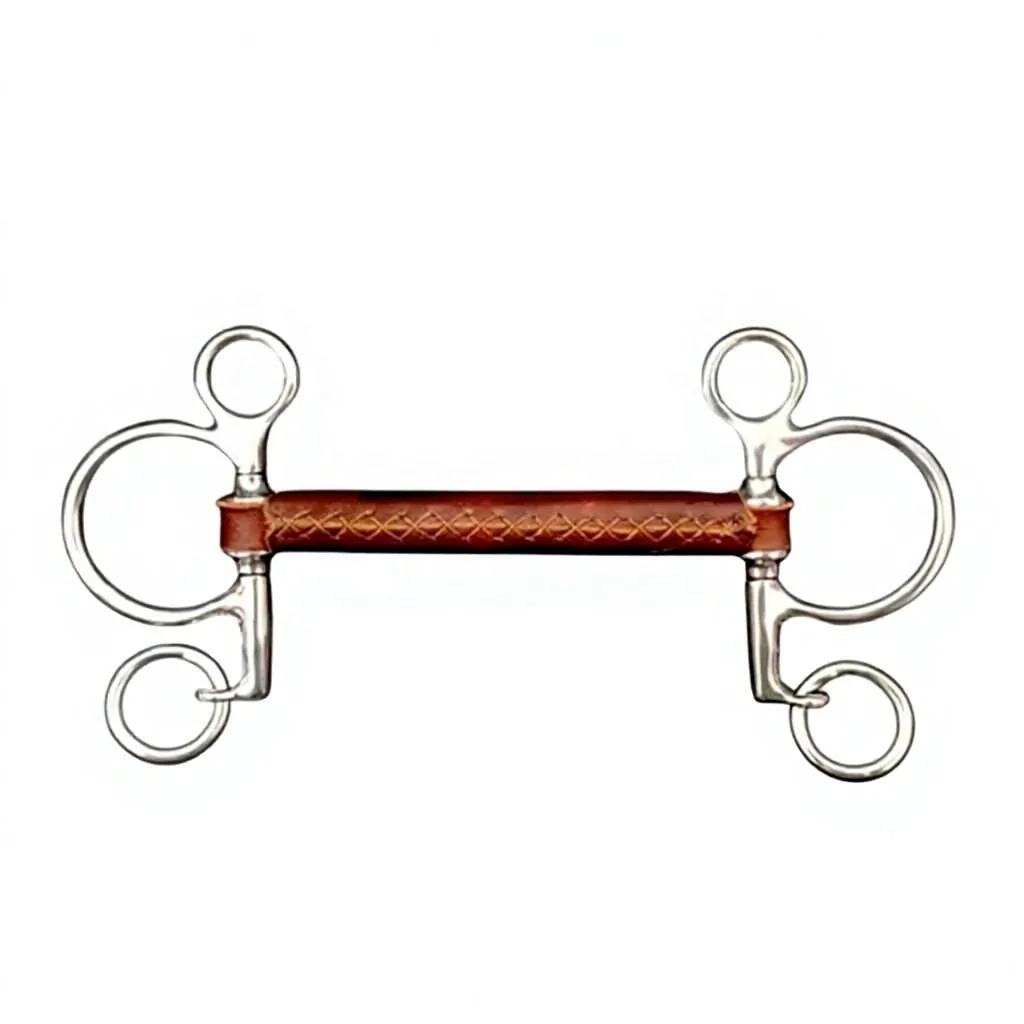 Stainless Steel Western Pelham Horse Bit with Curb Chain and Leather Mouthpiece, Custom Logo