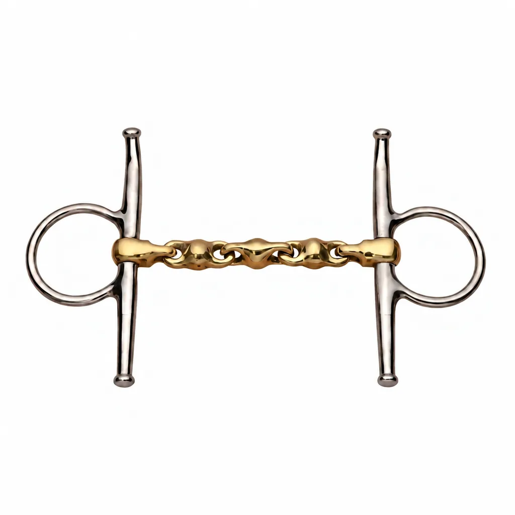 Stainless Steel Integral Full Cheek English Gag Horse Bit with German Silver Mouth — rj-090, product image 6