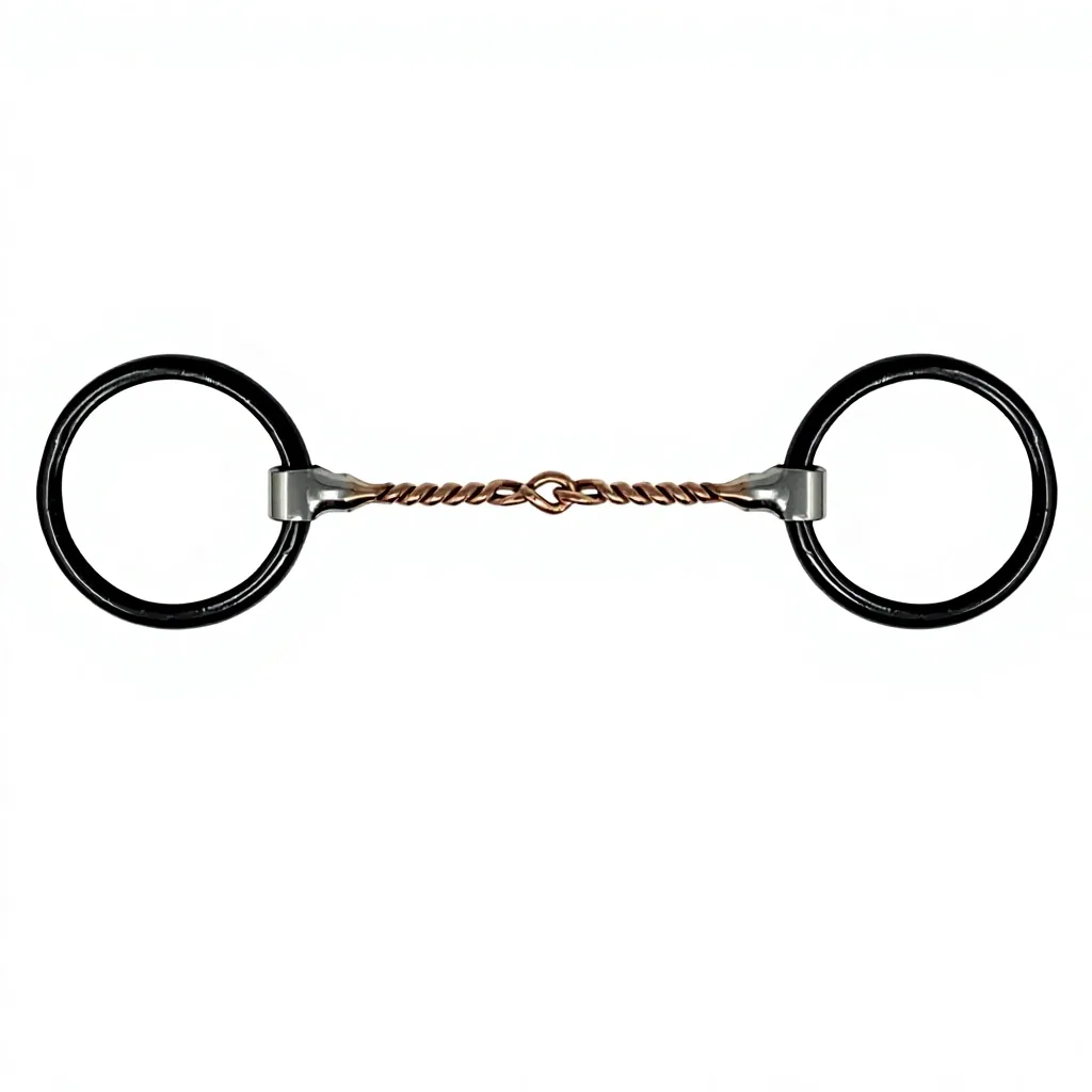 English Riding Loose Ring Horse Bit with Copper Head, Heavyweight O-Ring and Star Roller — RJ-0518, product image 4