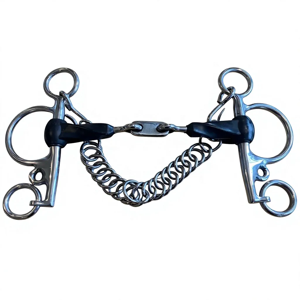 Soft Leather and PVC Rubber Twist Pelham Horse Bit — rj-0542, product image 2