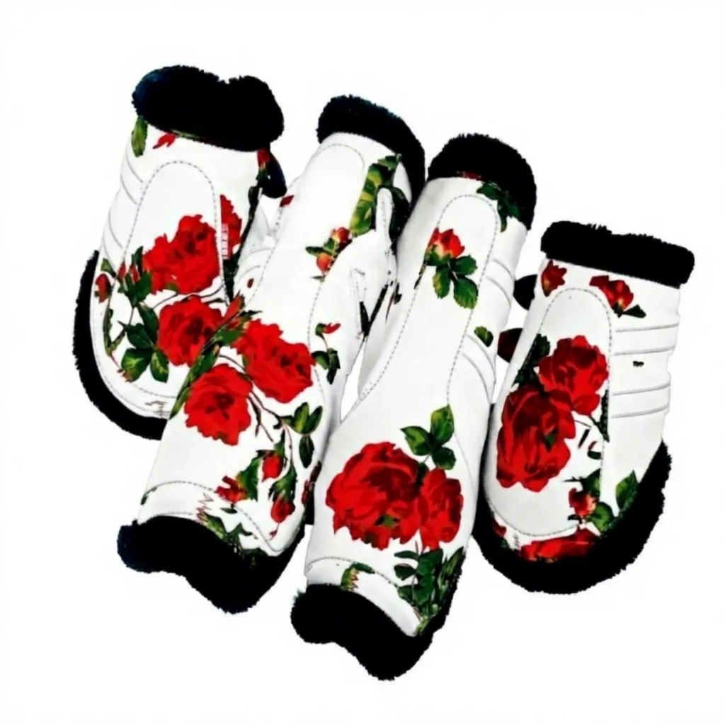 Floral Horse Bell and Tendon Boots with Soft Lining and Adjustable Hoof Protection — RJ-8756, product image 3