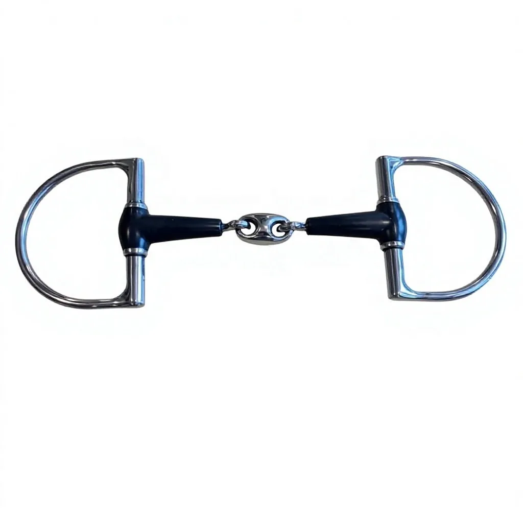 Stainless Steel Eggbutt Cheek Horse Bit with Rubber Mouthpiece, Model RJI-HREB-1109