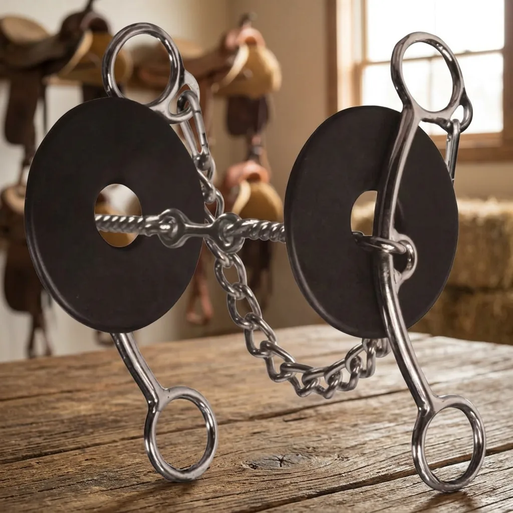 Horse Bit Stainless Steel Medium Shank with Chain and Twist Mouthpiece — RJ-087866, product image 5