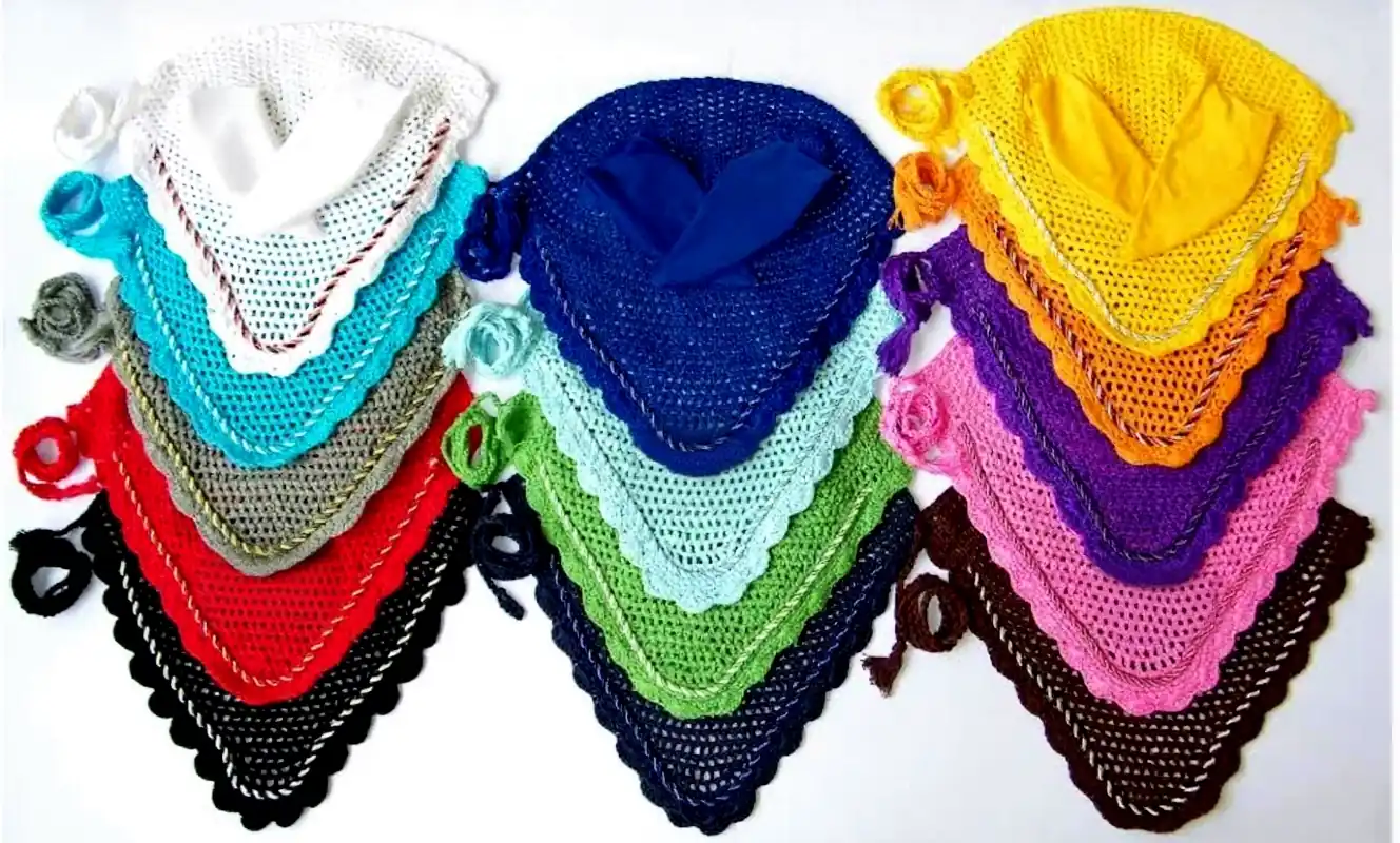 Breathable Cotton Horse Fly Veil Ear Bonnet Crochet Cap Noise Muffling Equestrian Riding Gear — RJ-04678, product image 5