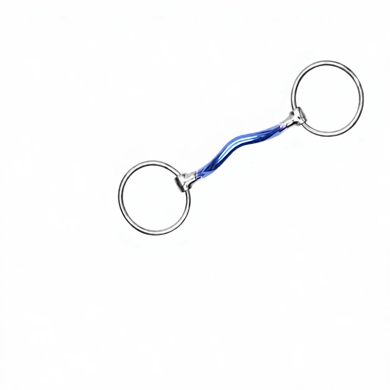 Equestrian Blue Muzzle Snaffle Bit Loose Ring Stainless Steel Low Port — RJ-0520, product image 5