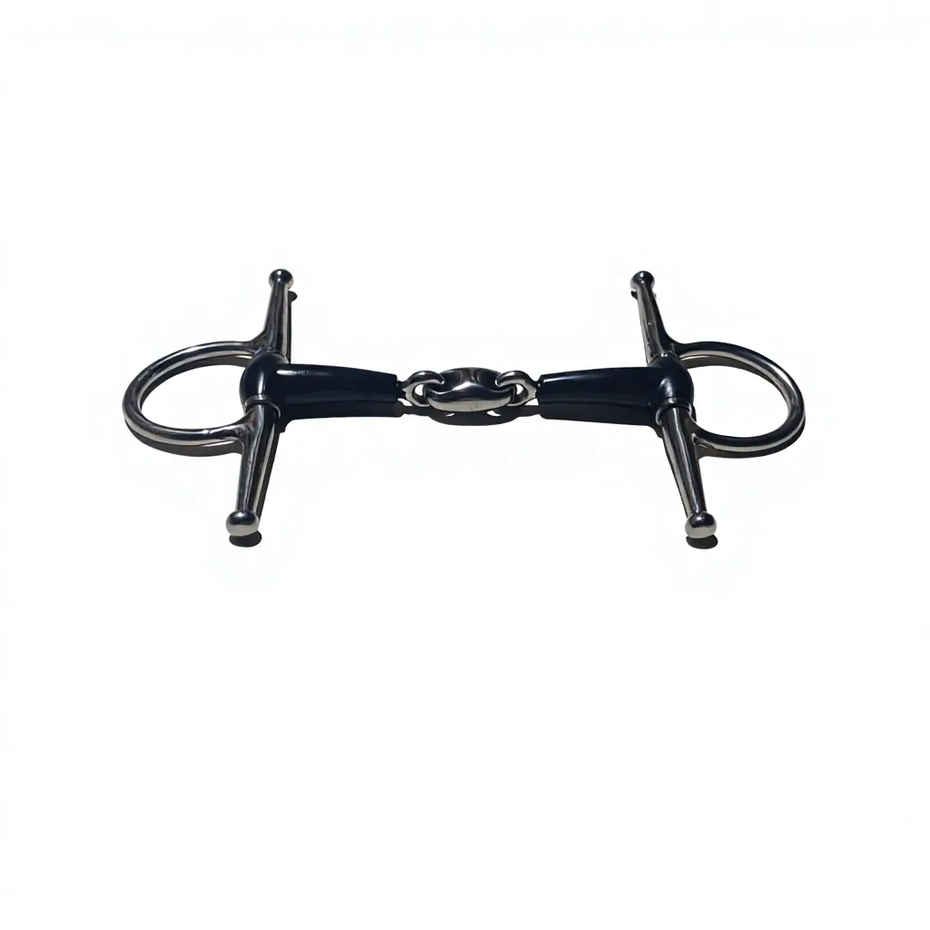 Stainless Steel Horse Bit Double Joint Rubber Mouth Full Cheek with Lozenge Link — rj-0913, product image 2