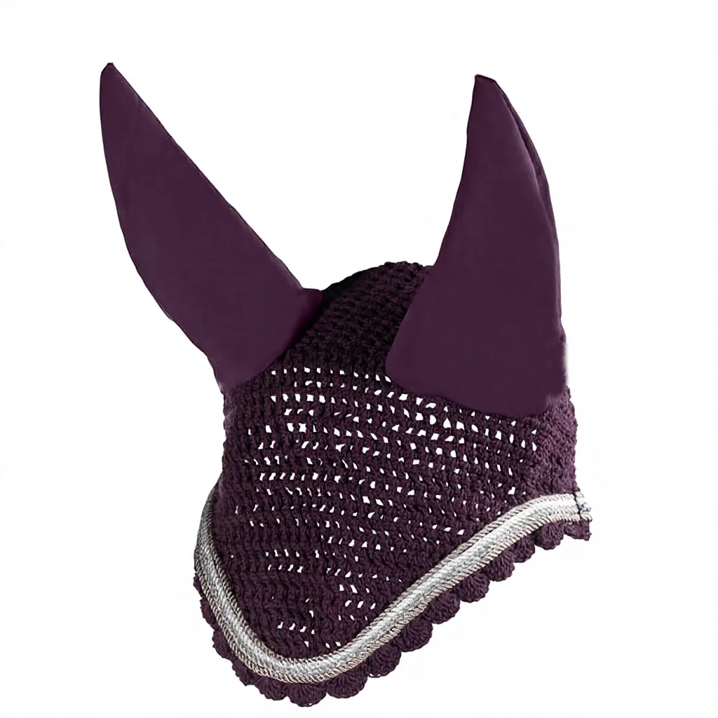 Brown Horse Fly Veil Crochet Ear Bonnet Breathable Noise Muffling Mesh Riding Face Cover — rj-098907, product image 2