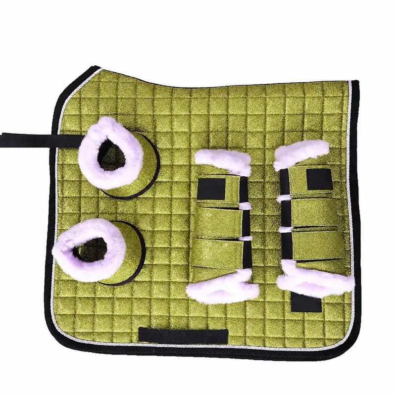 Glitter Rainbow Equestrian Saddle Pad Set Cotton Polyester Horse Riding Dressage Jumping with Stirrup Boots — RJ-H843421, product image 4