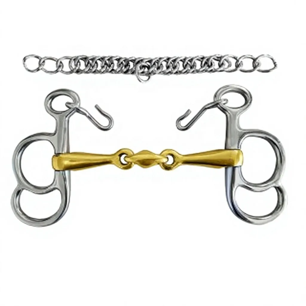 Horse Bit Stainless Steel French Link with Chain 2-loop 3-loop 4-loop Butterfly Design Equestrian Riding Equipment — RJ-0550, product image 3