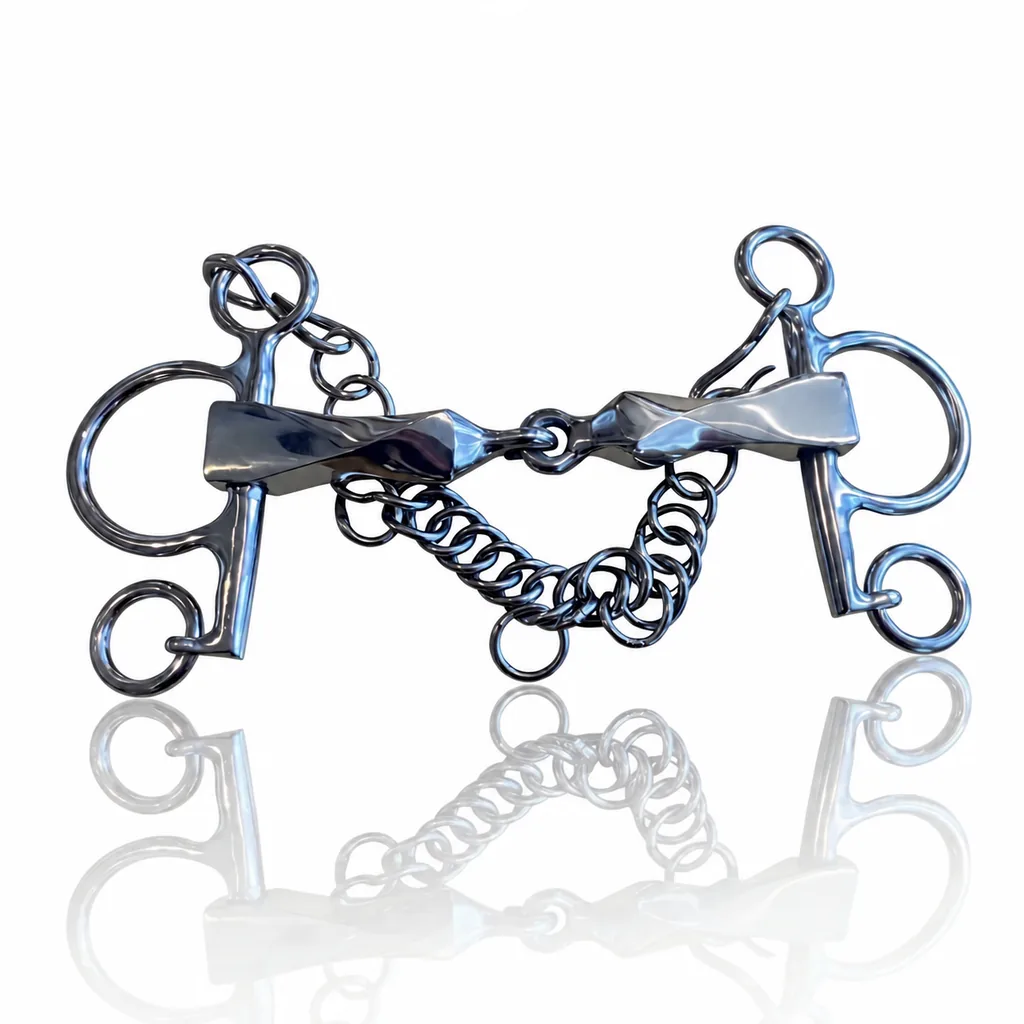 Steel Eggbutt D-Ring Horse Bit with Large Ring and Twisted Jointed Mouth — RJ-0531, product image 3