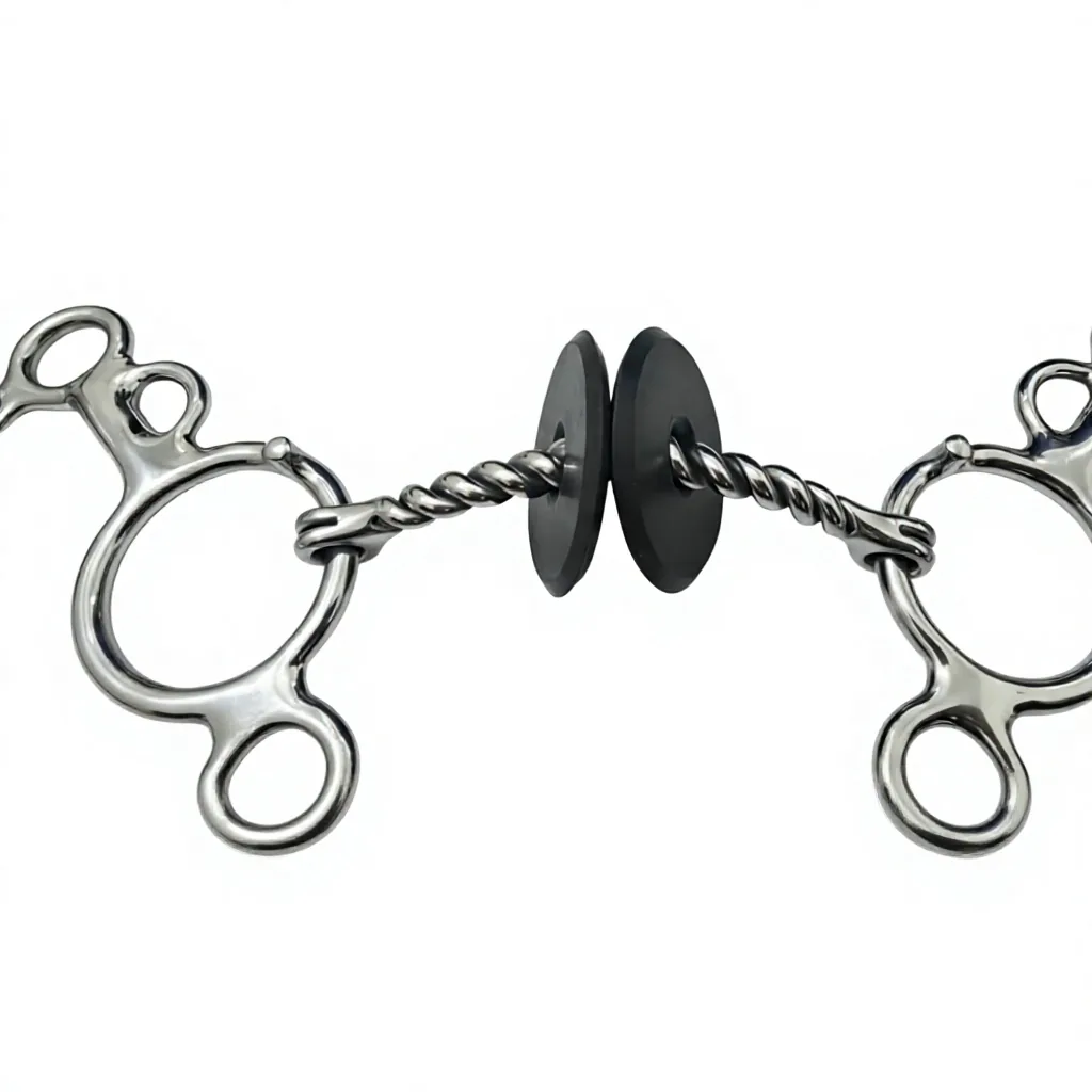 Stainless Steel Long Shank Horse Bit with Rubber Mouth Guard Rings — RJ-0564, product image 6