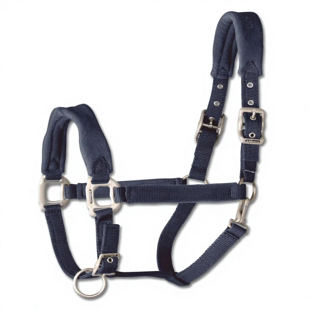 Green Padded Leather Rope Halter Adjustable PP Nylon with Metal Hardware — RJ-9775, product image 2