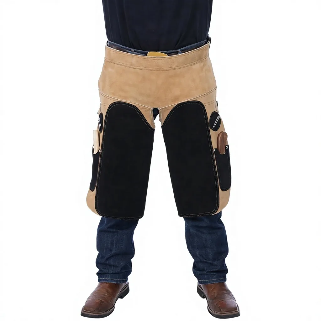 Riding Protection Mid Genuine Leather Full Chaps Adjustable Knee Guard Apron Utility Paddock Gear Equestrian Training Farm