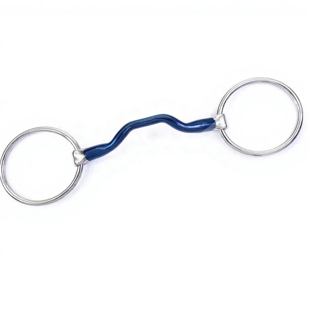 Equestrian Blue Muzzle Snaffle Bit Loose Ring Stainless Steel Low Port