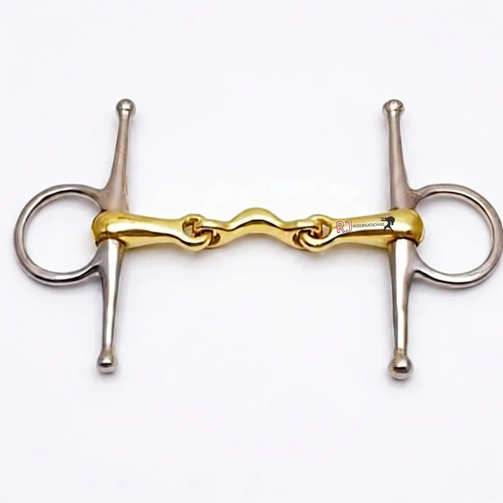 Stainless Steel Integral Full Cheek English Gag Horse Bit with German Silver Mouth — rj-090, product image 4