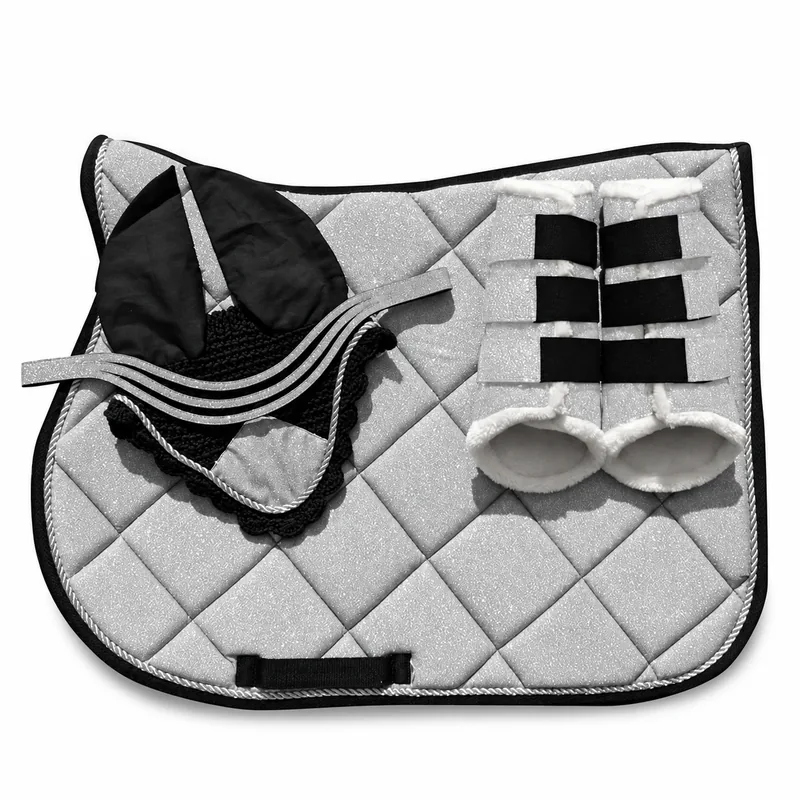 Pink Glitter Horse Saddle Pad Set Quilted Cotton Equestrian with Grip Pads for Dressage Jumping Riding — RJ-O98776, product image 2
