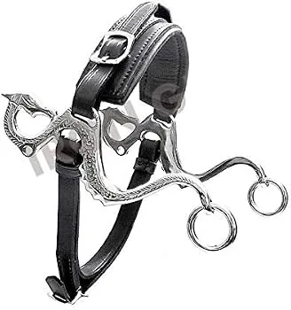 Adjustable Leather Hackamore Bitless Horse Bridle Stainless Steel No Bit Headpiece Padding — RJ-087682, product image 4