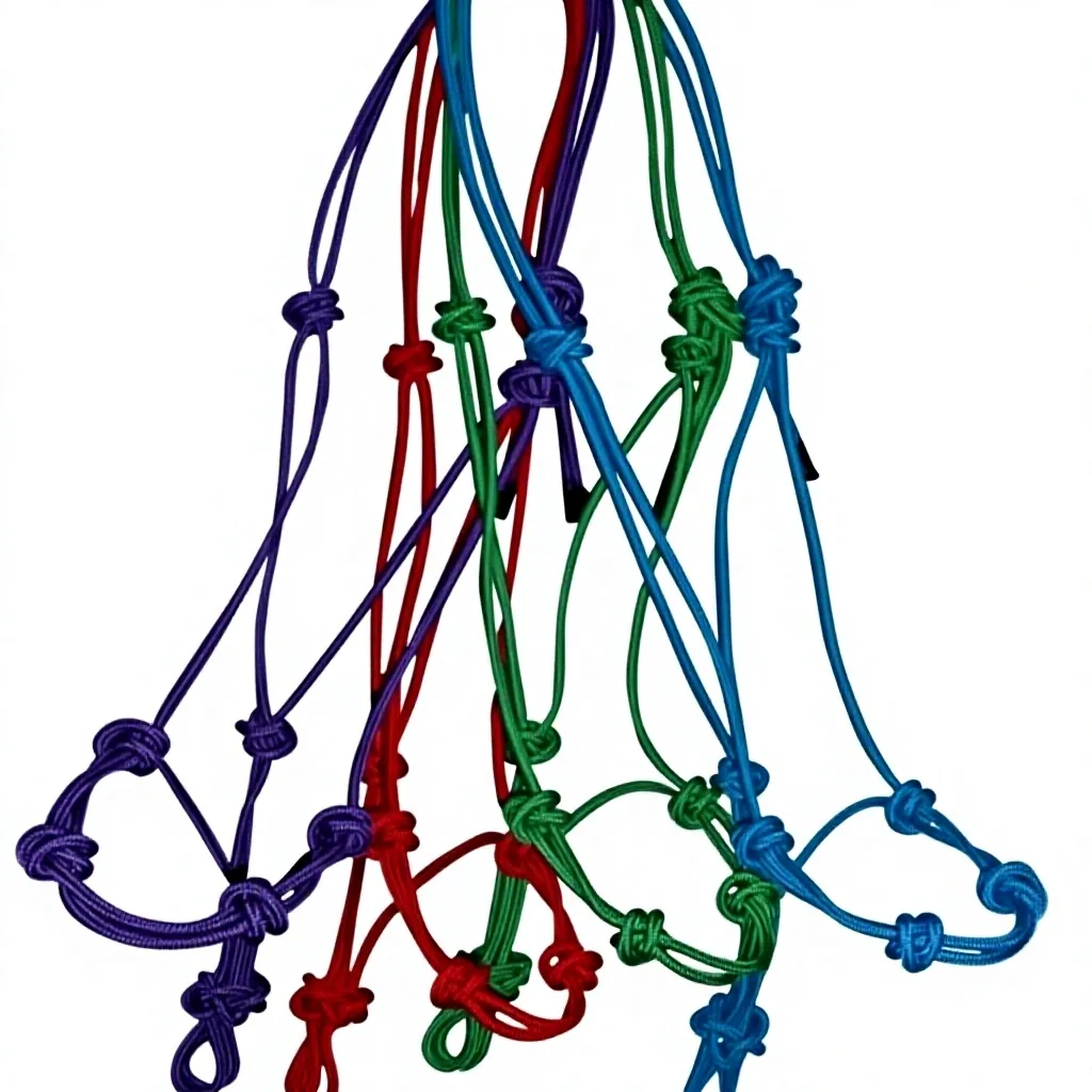 Custom Horse Rope Halter Nylon Leather PP Braided Training Headcollar Western Style with Lead — RJ-86754, product image 6