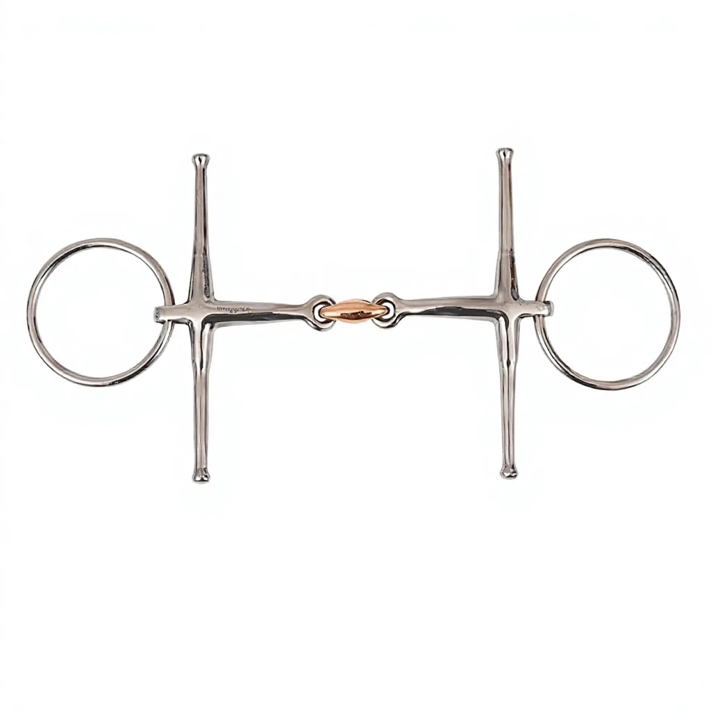 French Link Horse Bit Full Cheek Snaffle Copper Twist Stainless Steel Mouth Riding