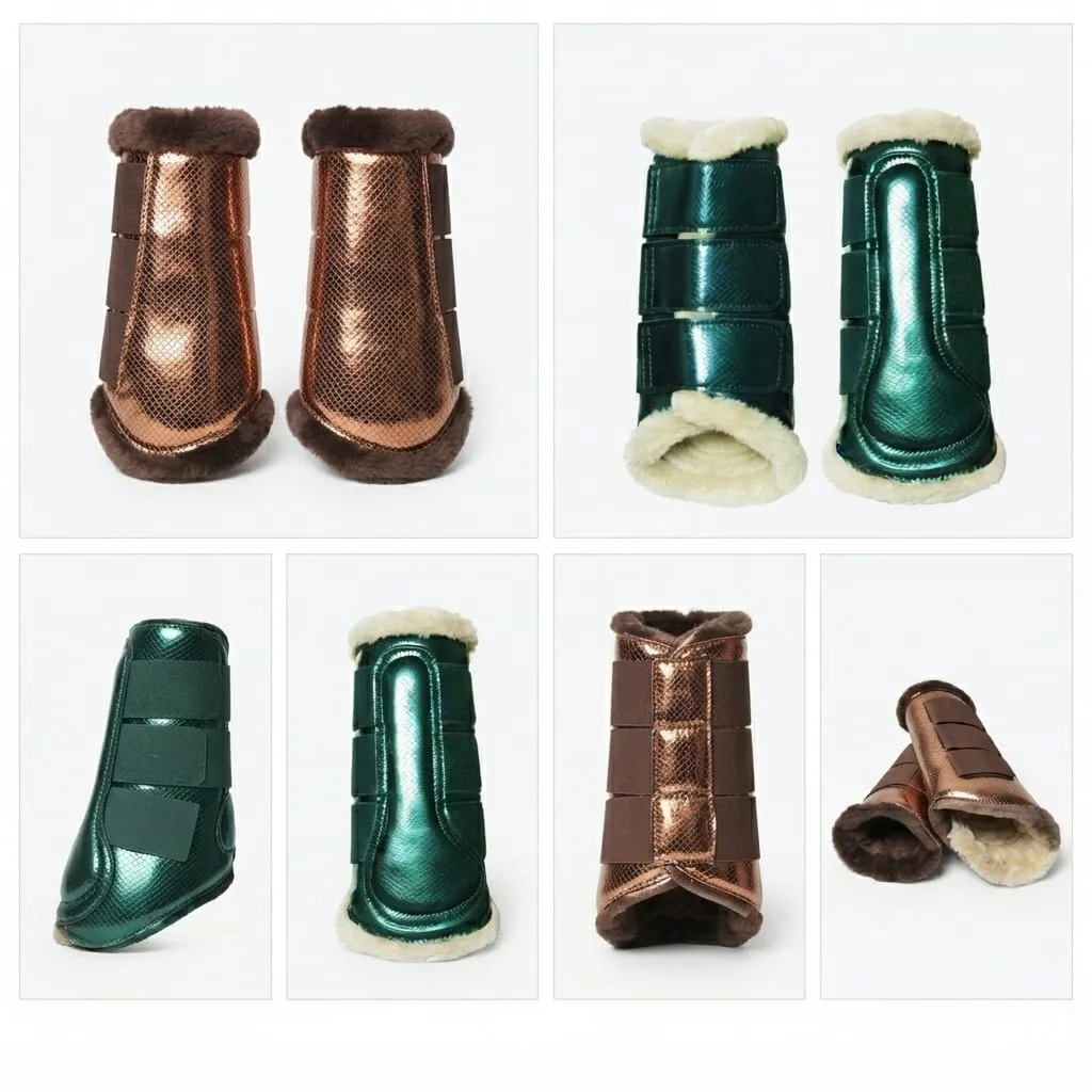 Neoprene Horse Tendon Boots Faux Fur Lined Adjustable Stirrup