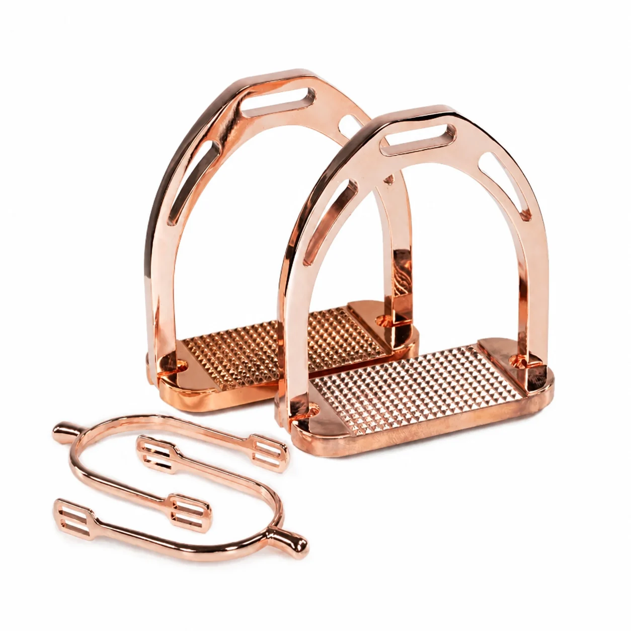 Rose Gold Stainless Steel and Aluminum RELIA Safety Horse Riding Stirrups — RJI-HFS-1205, product image 2