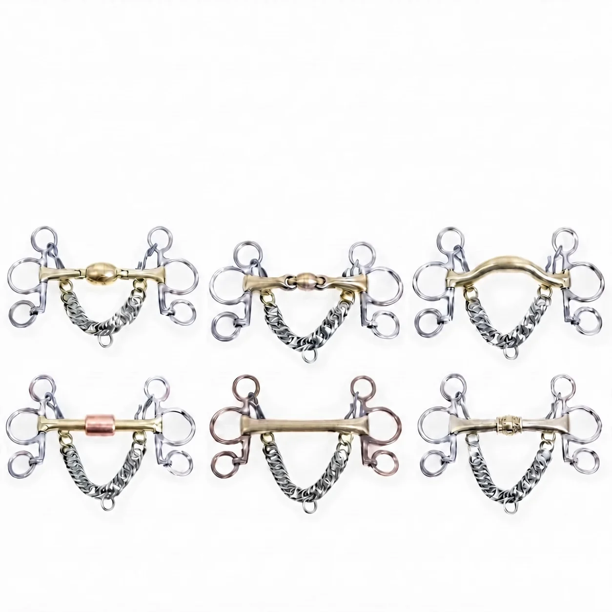 Stainless Steel Pelham Horse Bit with Chain Hackamore Snaffle Gold and Silver Custom Logo — RJ-P732167, product image 4
