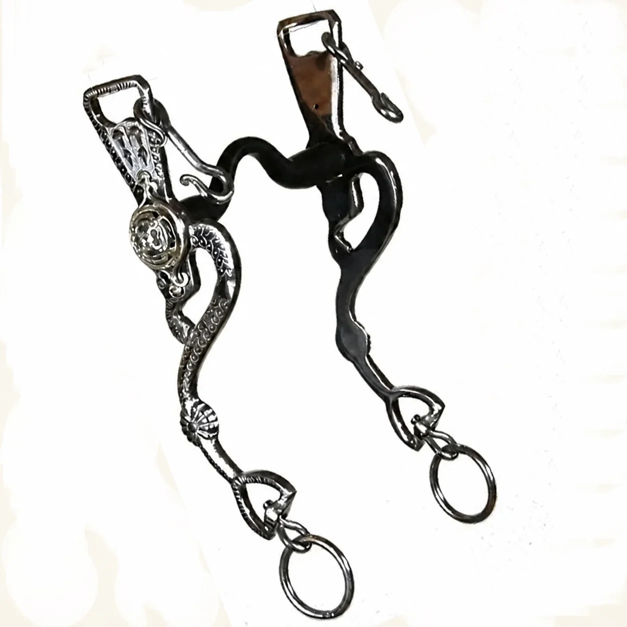 Custom Logo Stainless Steel Spanish Dragon Horse Bit with German Silver Accents — RJ-0556, product image 4