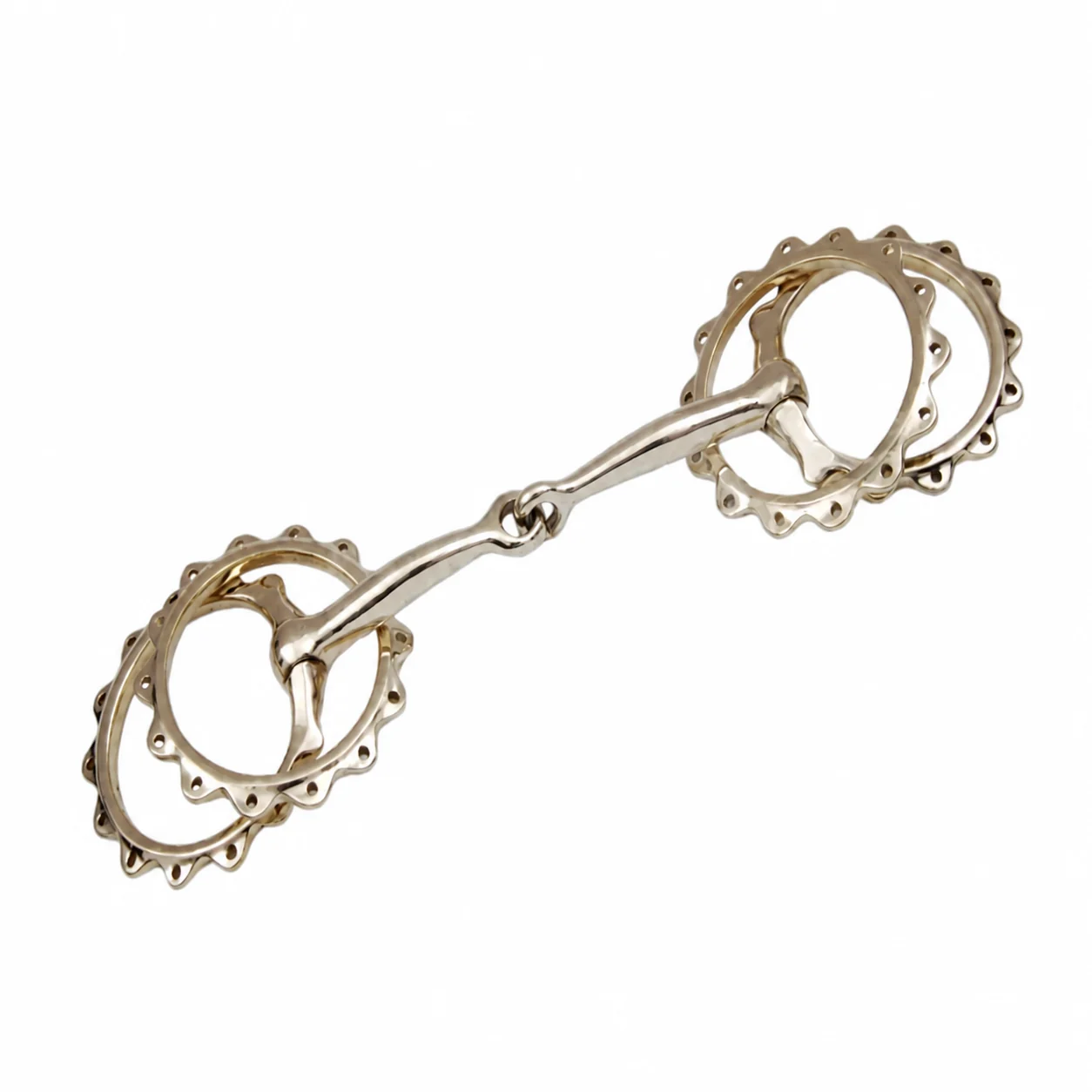 Stainless Steel Horse Bit Baroque Snaffle with German Silver Flower Ring Double-jointed Loose — RJ-0554, product image 2