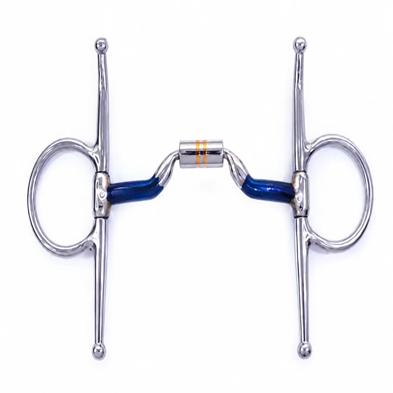 Stainless Steel Western Horse Bit with Blue Mouthpiece and Silver Rings Training Tack — RJ-0920, product image 4