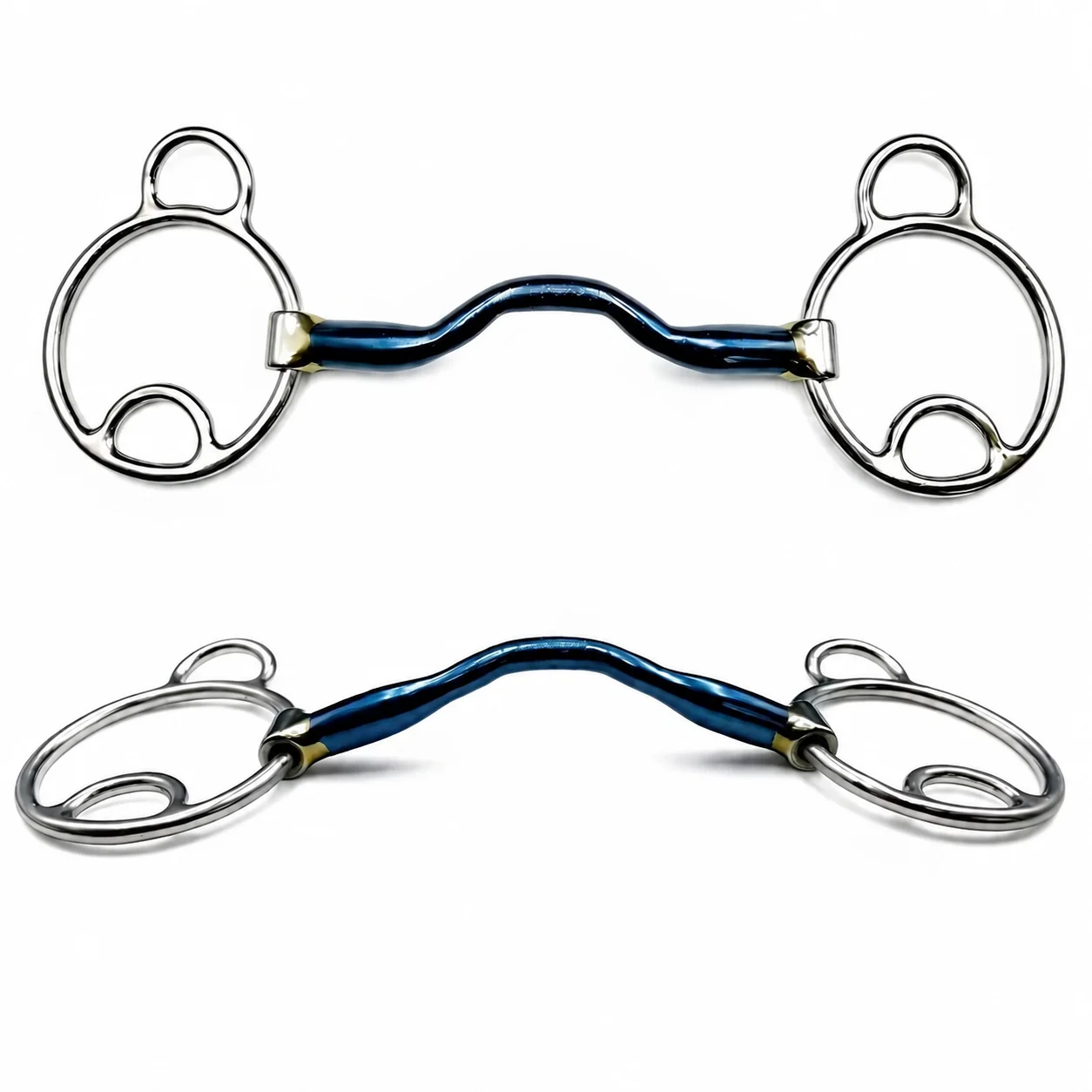Stainless Steel Loose Ring Horse Snaffle Bit with Blue Sweet Iron Mouthpiece — RJ-0503, product image 4