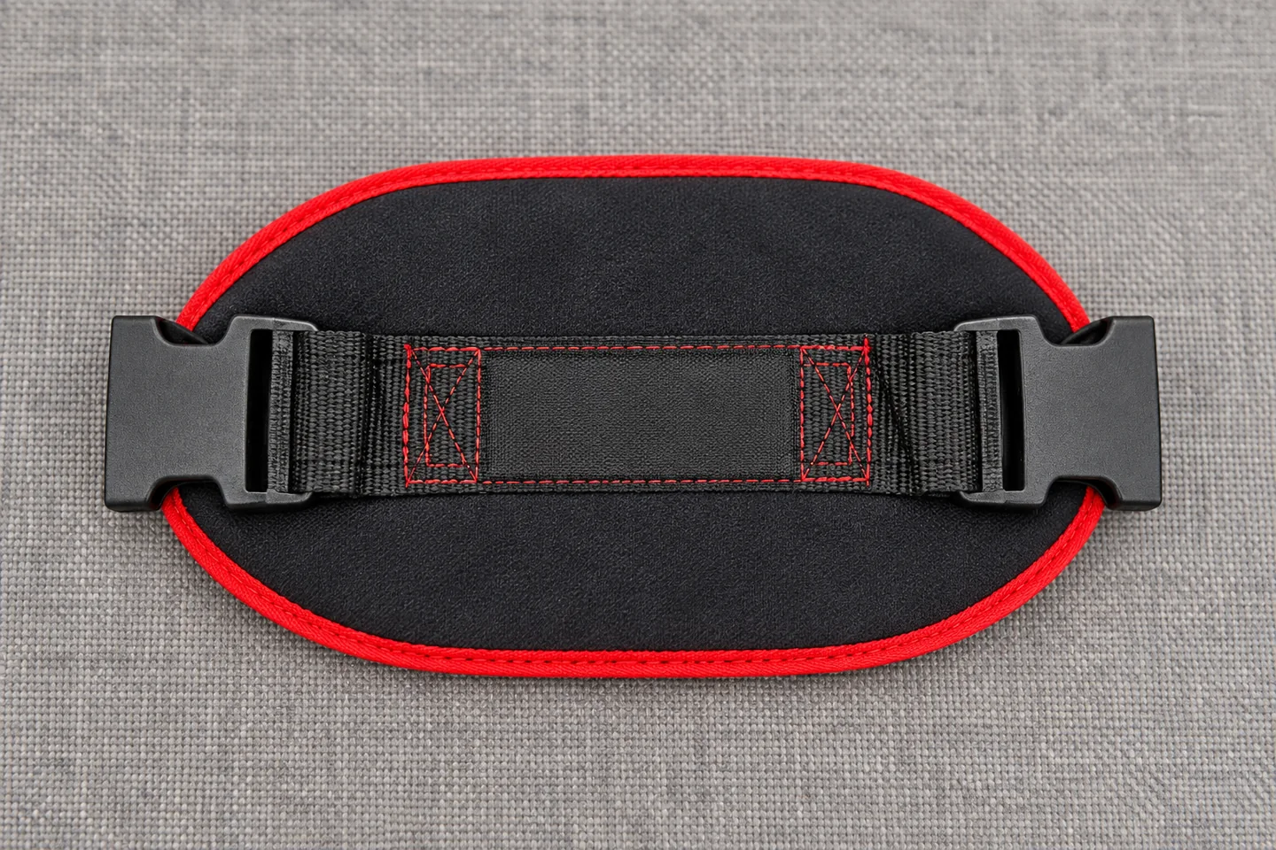 Black waist pad with webbing, stitched center and side-release buckle sockets